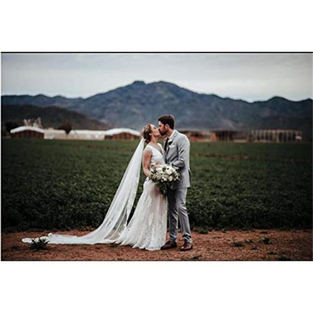 Wedding Lace Veil Floral Long Veil Soft Tulle Bridal Veils w/ Comb 118" (Ivory) - Picture 3 of 7